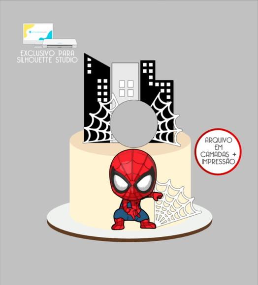 3684 - Arquivo Topo de Bolo Homem Aranha Baby