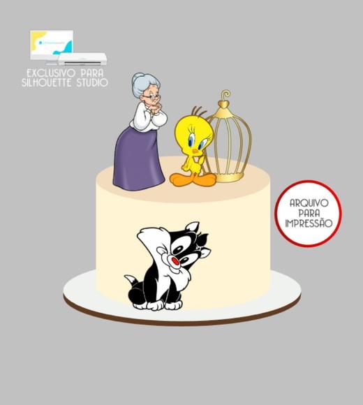 3680 - Arquivo Topo de Bolo Piu-piu Looney Tunes