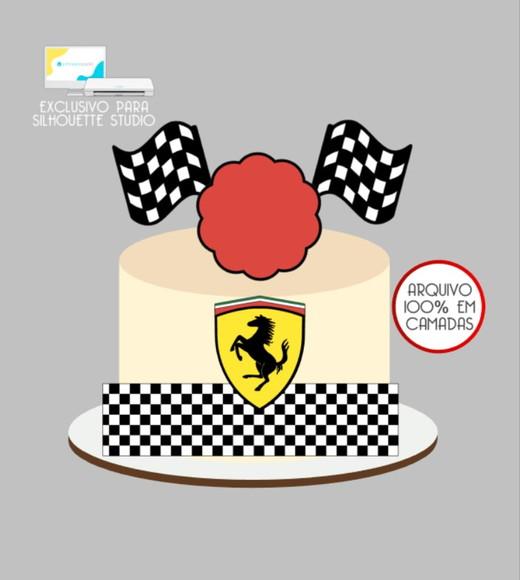 3690 - Arquivo Topo de Bolo Fórmula 1 Ferrari