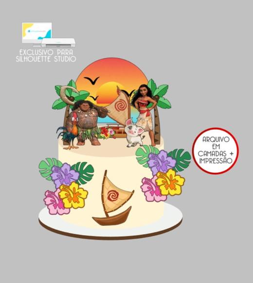 3689 - Arquivo Topo de Bolo Moana Flores