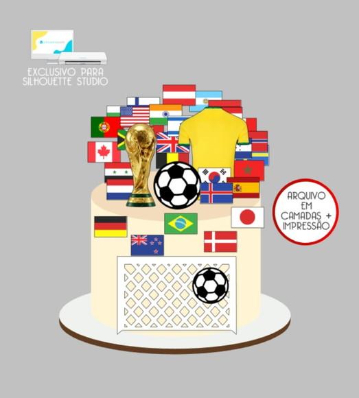 3699 - Arquivo Topo de Bolo Copa do Mundo Brasil