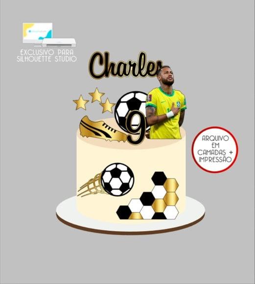 3729 - Arquivo Topo de Bolo Copa do Mundo Brasil Neymar