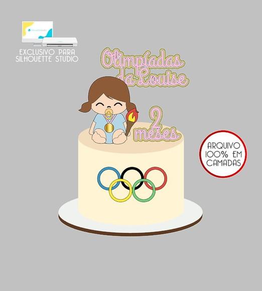 374 - Arquivo Topo de Bolo Olimpíadas Menina Baby