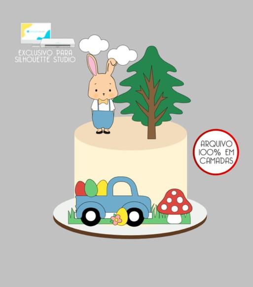 3736 - Arquivo Topo de Bolo Coelho da Páscoa