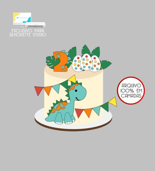 3775 - Arquivo Topo de Bolo Dinossauro Baby
