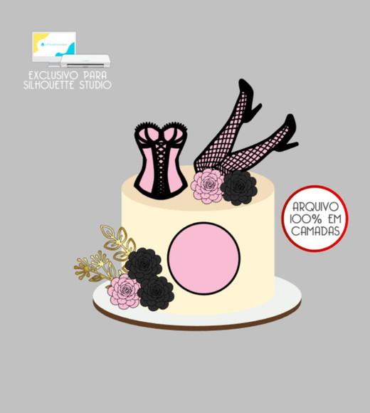 3781 - Arquivo Topo de Bolo Chá de Lingerie