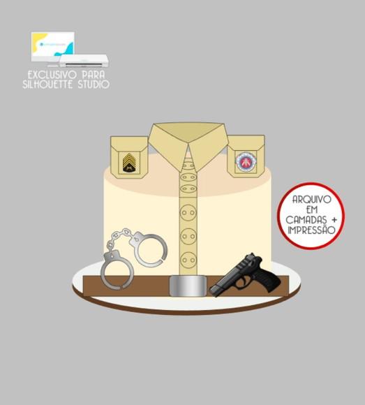 3784 - Arquivo Topo de Bolo Polícia Militar Colarinho 3d