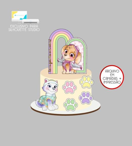 3812 - Arquivo Topo de Bolo Skye e Everest Patrulha Canina