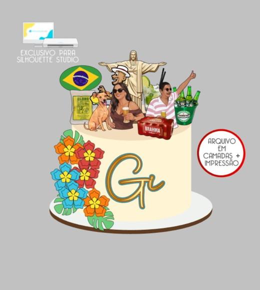 3821 - Arquivo Topo de Bolo Brasilidade Rio de Janeiro Cristo Red