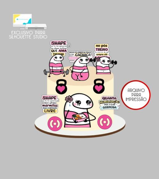 3853 - Arquivo Topo de Bolo Bento Flork Academia Mulher