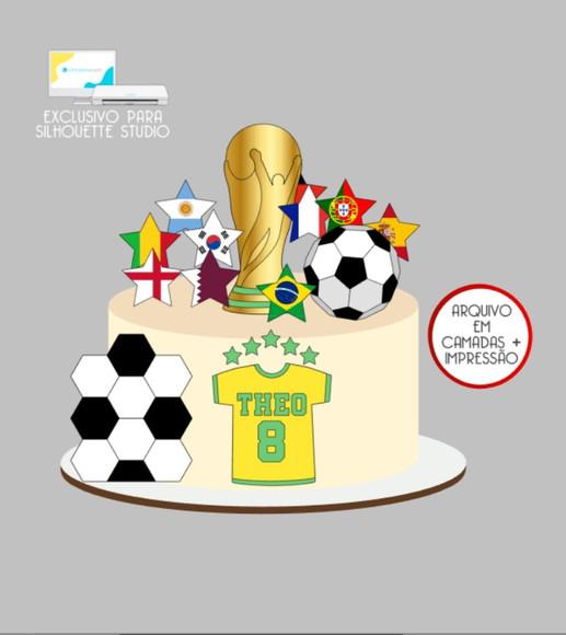 3856 - Arquivo Topo de Bolo Copa do Mundo Brasil