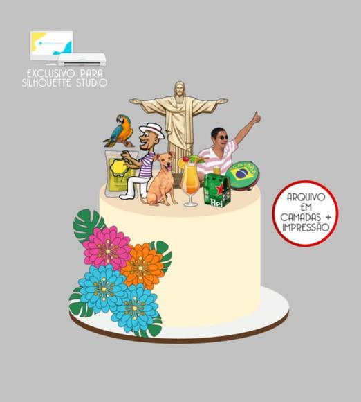3859 - Arquivo Topo de Bolo Brasilidade Rio de Janeiro Cristo Red