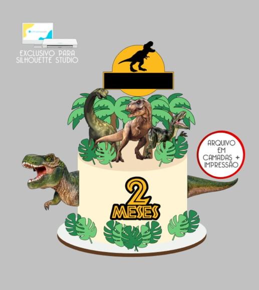3866 - Arquivo Topo de Bolo Dinossauro Jurassic Park