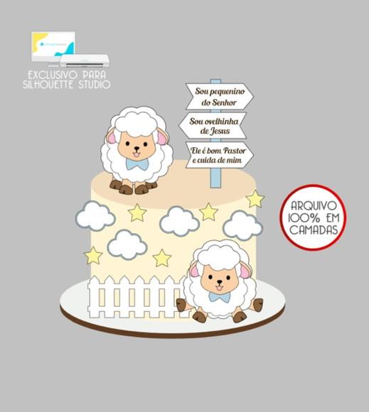 3870 - Arquivo Topo de Bolo Ovelhinha de Jesus