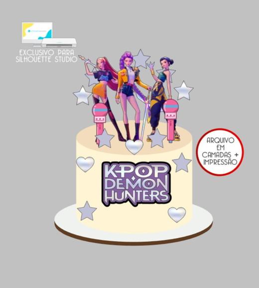 3880 - Arquivo Topo de Bolo Guerreiras do Kpop Demon Hunters