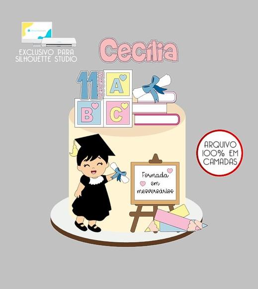 389 - Arquivo Topo de Bolo Formatura Mesversario Menina