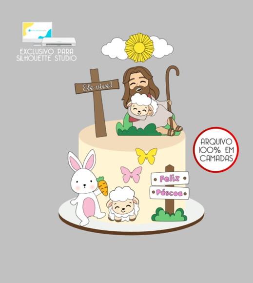 3893 - Arquivo Topo de Bolo Jesus Páscoa Cristã