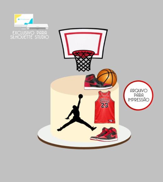 3897 - Arquivo Topo de Bolo Basquete Michael Jordan