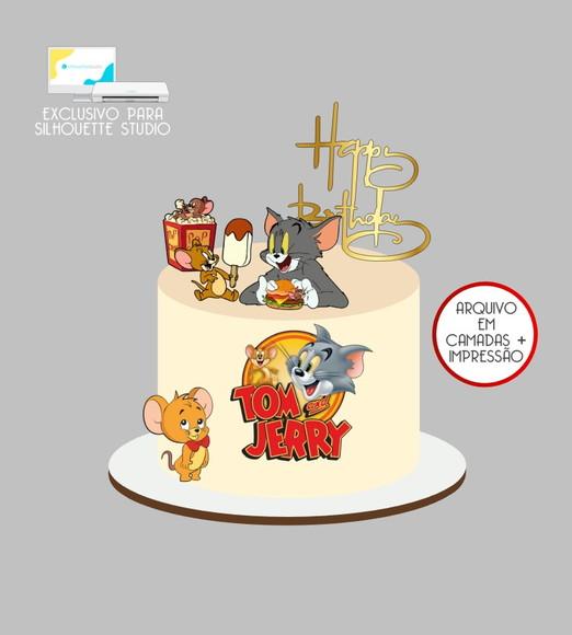 3921 - Arquivo Topo de Bolo Tom e Jerry
