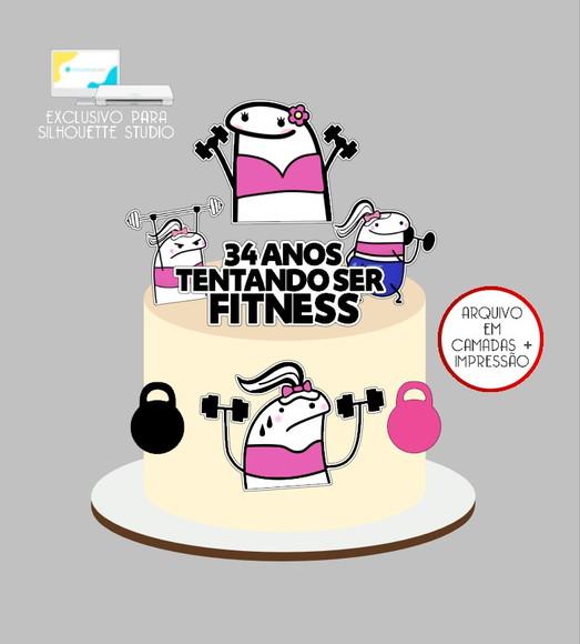 3917 - Arquivo Topo de Bolo Bento Flork Academia Mulher
