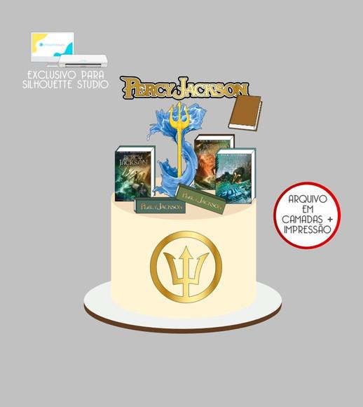 3934 - Arquivo Topo de Bolo Percy Jackson Livros 3d