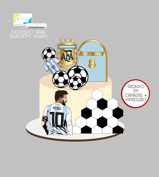 394 - Arquivo Topo de Bolo Futebol Argentina Messi