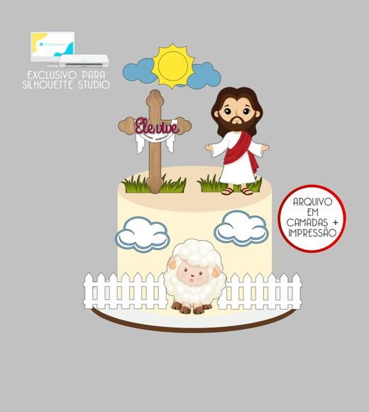 3963 - Arquivo Topo de Bolo Jesus Páscoa Cristã