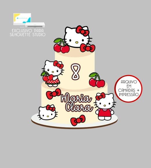 3960 - Arquivo Topo de Bolo Hello Kitty