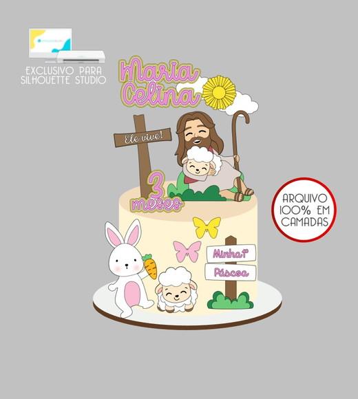3970 - Arquivo Topo de Bolo Jesus Páscoa Cristã