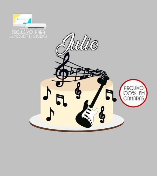 3966 - Arquivo Topo de Bolo Guitarra Rock And Roll