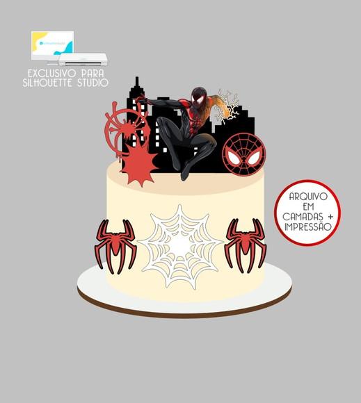 3975 - Arquivo Topo de Bolo Homem Aranha Miles Morales