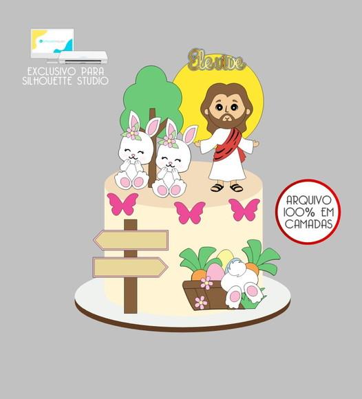 3986 - Arquivo Topo de Bolo Jesus Páscoa Cristã