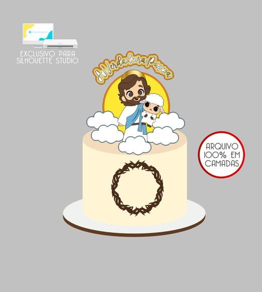 3994 - Arquivo Topo de Bolo Jesus a Verdadeira Páscoa