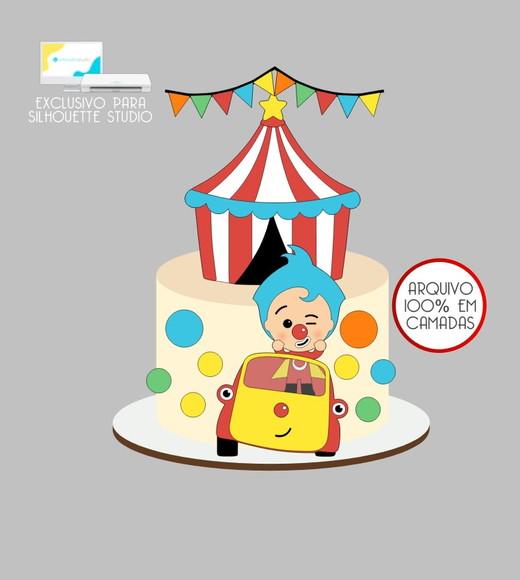 3997 - Arquivo Topo de Bolo Palhaço Plim Plim Circo