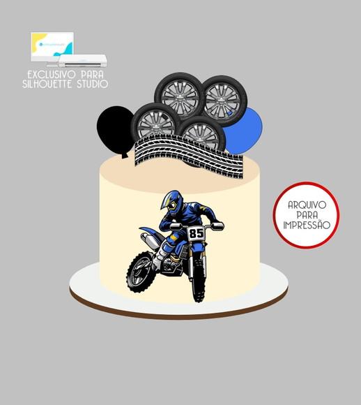 4024 - Arquivo Topo de Bolo Moto Motocross