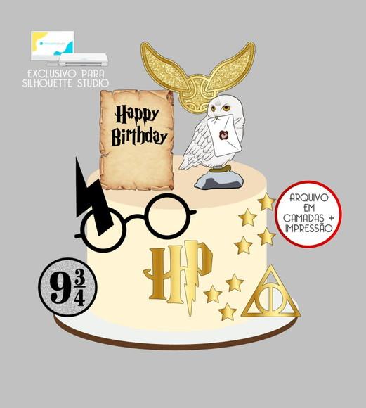 4053 - Arquivo Topo de Bolo Harry Potter