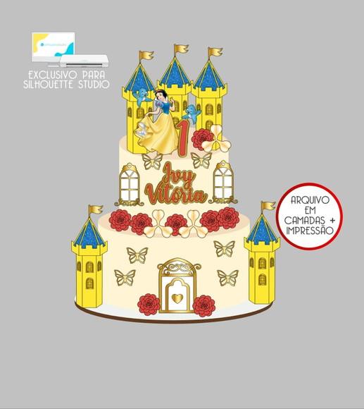 4065 - Arquivo Topo de Bolo a Branca de Neve Castelos 3d