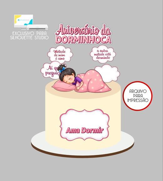 4063 - Arquivo Topo de Bolo Dorminhoca Menina