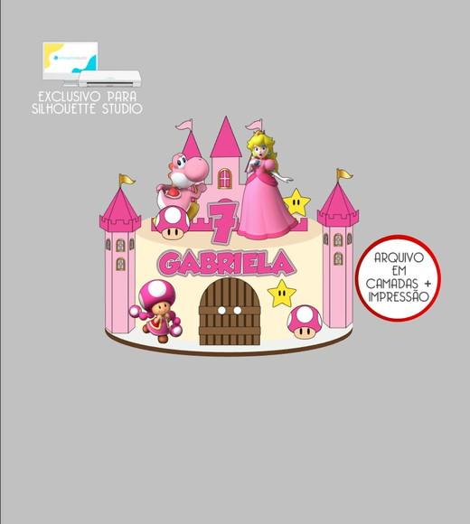 4078 - Arquivo Topo de Bolo Princesa Peach Castelos 3d