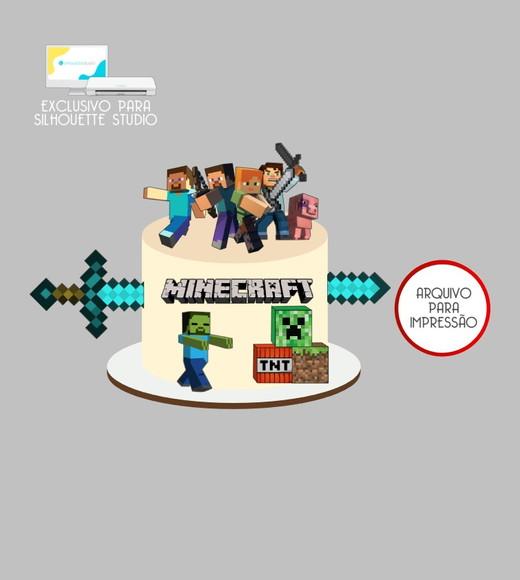 4084 - Arquivo Topo de Bolo Minecraft Cubos 3d