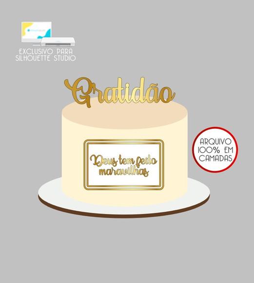 4093 - Arquivo Topo de Bolo Gratidão Deus Tem Feito Maravilh