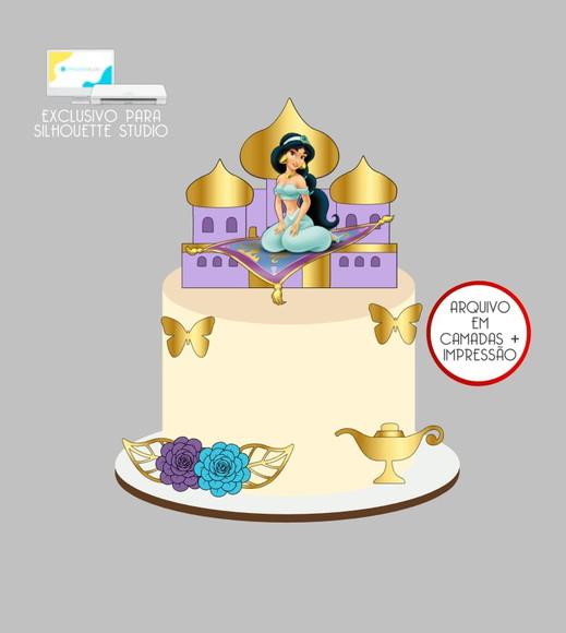 4100 - Arquivo Topo de Bolo Princesa Jasmine
