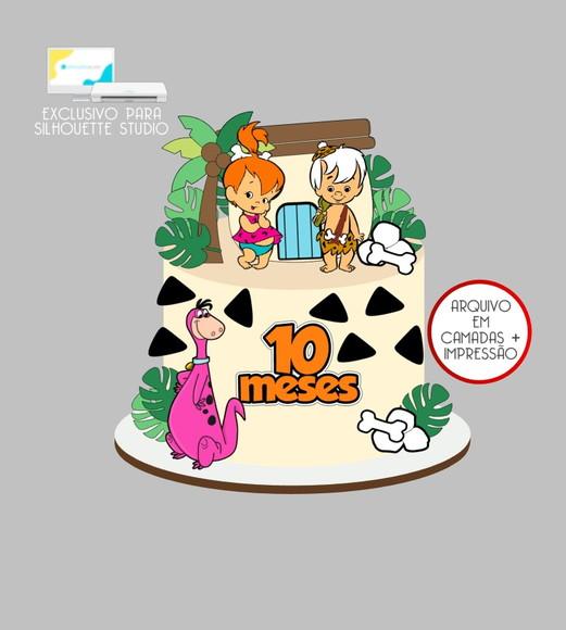 4116 - Arquivo Topo de Bolo Pedrita e Bambam os Flintstones