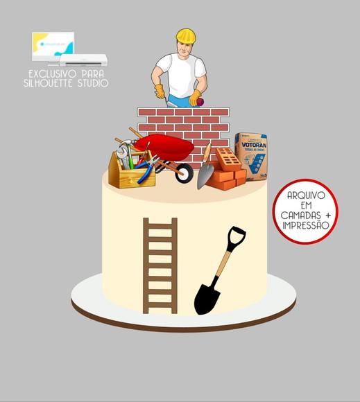4114 - Arquivo Topo de Bolo Pedreiro Obra Construção