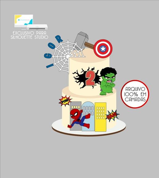 4123 - Arquivo Topo de Bolo Vingadores Baby Super Heróis
