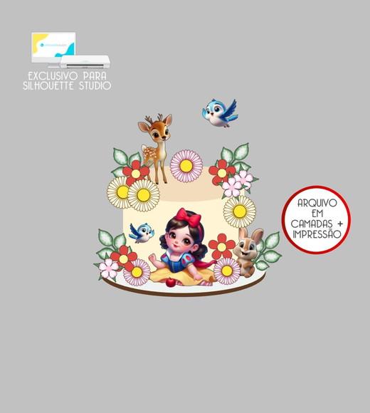 4162 - Arquivo Topo de Bolo a Branca de Neve Baby Margaridas