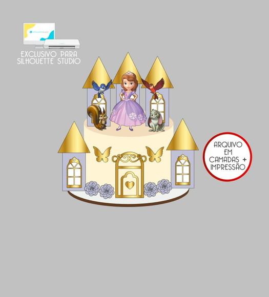 4170 - Arquivo Topo de Bolo Princesa Sofia Castelos 3d