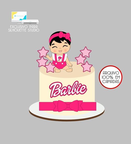 4171 - Arquivo Topo de Bolo Barbie Menina Baby