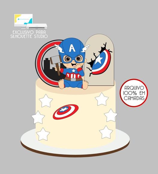 4193 - Arquivo Topo de Bolo Capitão América Baby