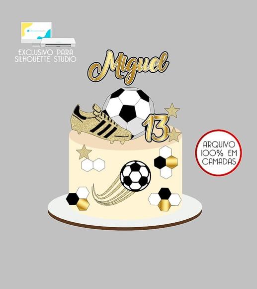421 - Arquivo Topo de Bolo Futebol Bola 3d